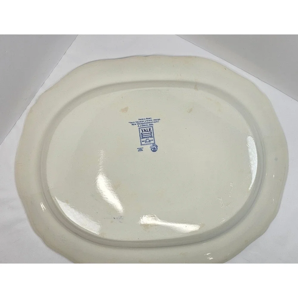 Vintage 1932 Wedgwood Yale University Blue Transferware‎ Serving Platter 20 x 16